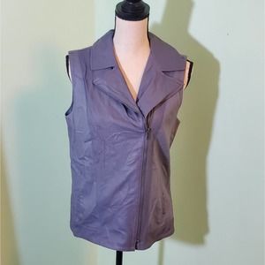 EUC! BB DAKOTA Dusty Purpled Gray Leather & Cotton Vest Size Medium